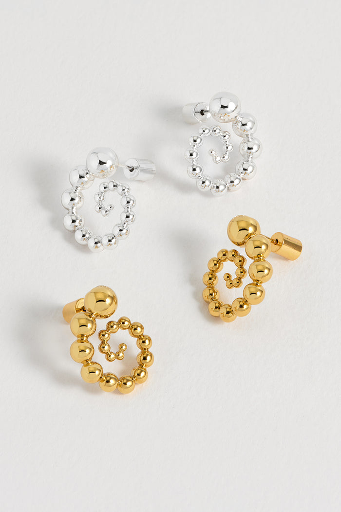 Estella Bartlett Beaded Swirl Earrings Waterproof PVD Gold Plated
