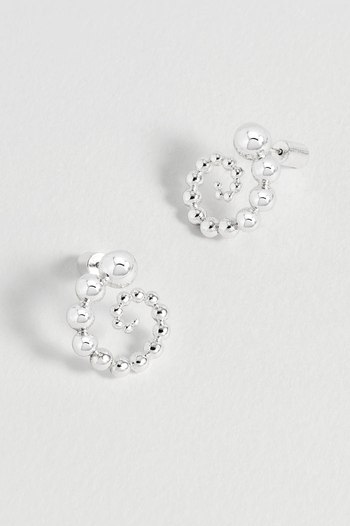 Estella Bartlett Beaded Swirl Earrings Waterproof PVD Silver Plated