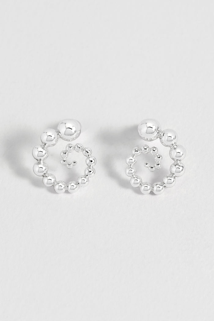 estella bartlett Beaded Swirl Earrings Waterproof PVD Silver Plated