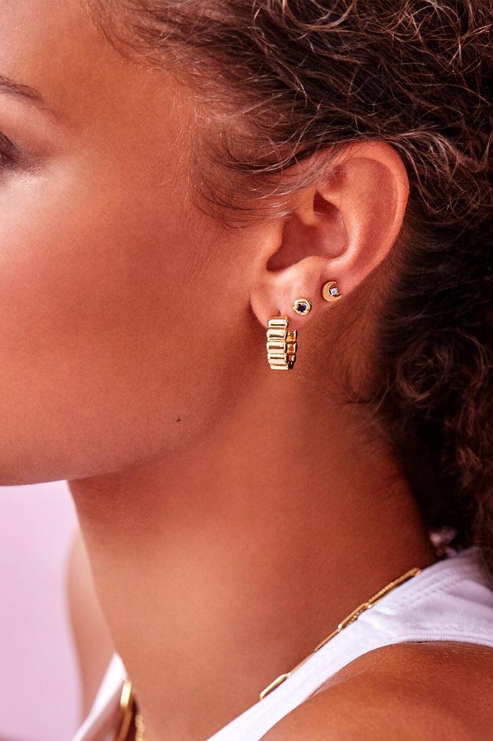 Estella Bartlett Beaded Texture Hoop Earrings Gold Plated