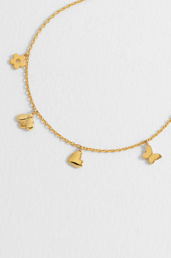 Estella Bartlett Bee And Butterfly Charm Bracelet Gold Plated Packaging Message: Love