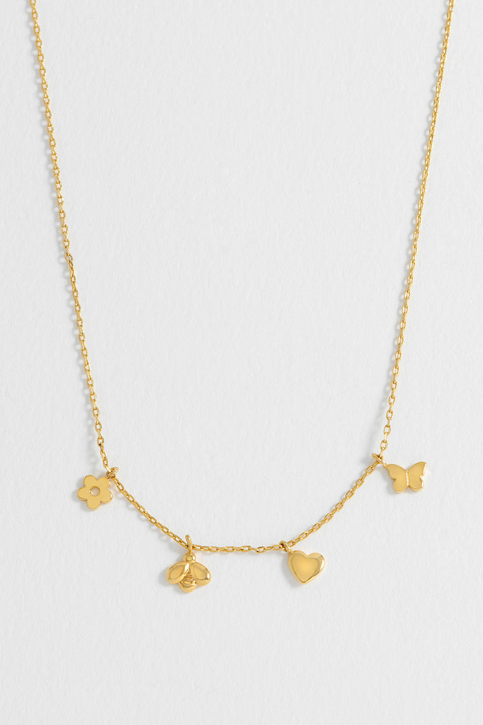 Estella Bartlett Bee And Butterfly Charm Necklace Gold Plated Packaging Message: Love