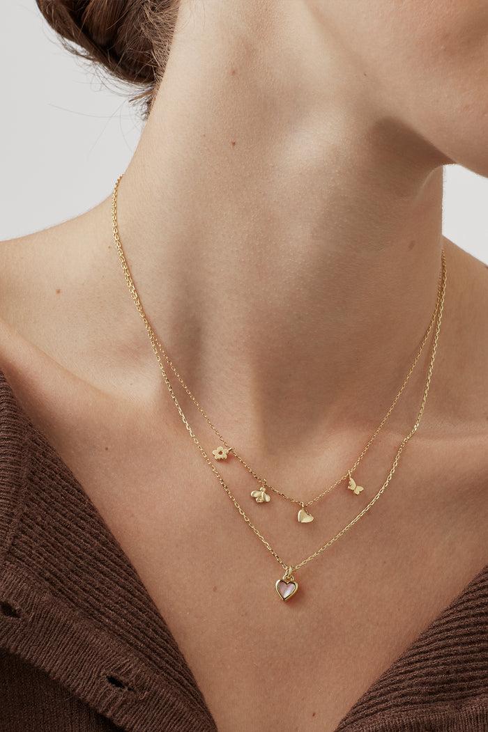 Estella Bartlett Bee And Butterfly Charm Necklace Gold Plated Packaging Message: Love