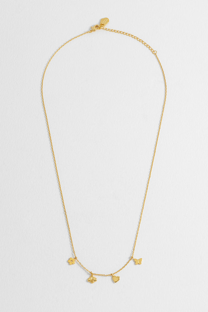 Estella Bartlett Bee And Butterfly Charm Necklace Gold Plated Packaging Message: Love