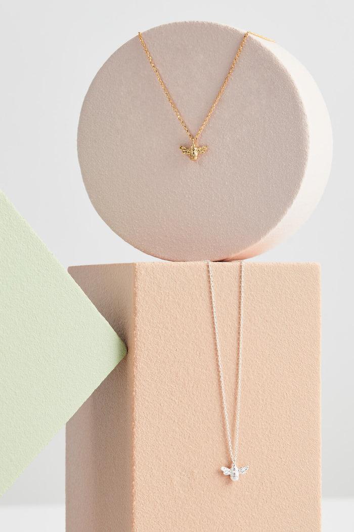 Estella Bartlett Bee Necklace Silver Plated Packaging Message: Be Positive