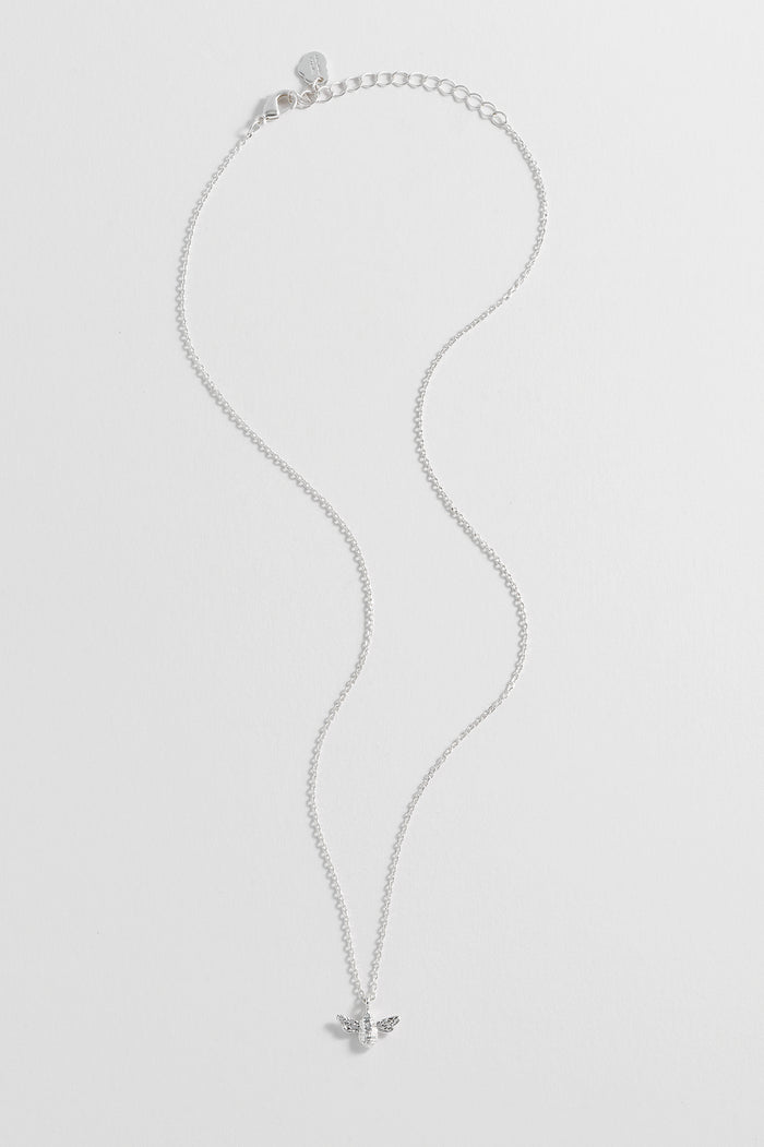 Estella Bartlett Bee Necklace Silver Plated Packaging Message: Be Positive