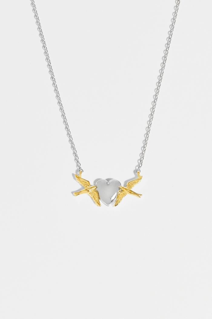 Estella Bartlett Birds And Heart Necklace Gold And Silver Plated Packaging Message: You Can Achieve Wonders
