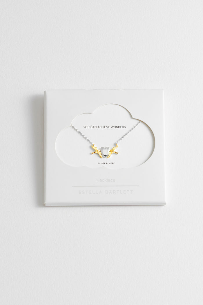 estella bartlett Birds and Heart Necklace Gold and Silver Plated Packaging Message: You can achieve wonders