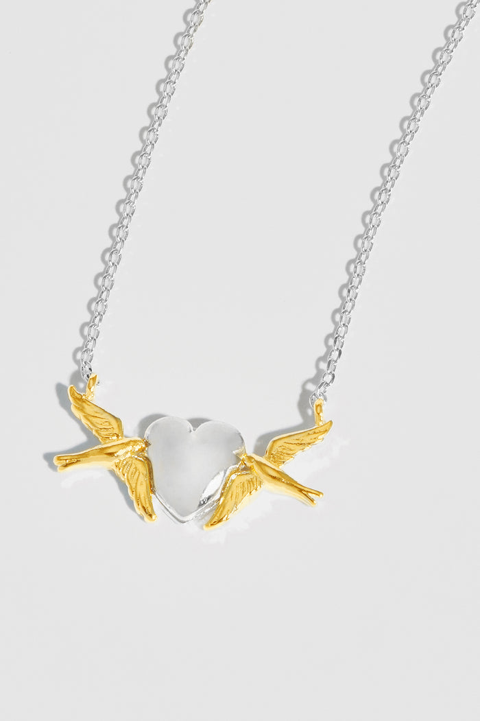 Estella Bartlett Birds And Heart Necklace Gold And Silver Plated Packaging Message: You Can Achieve Wonders