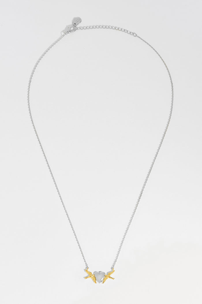 Estella Bartlett Birds And Heart Necklace Gold And Silver Plated Packaging Message: You Can Achieve Wonders