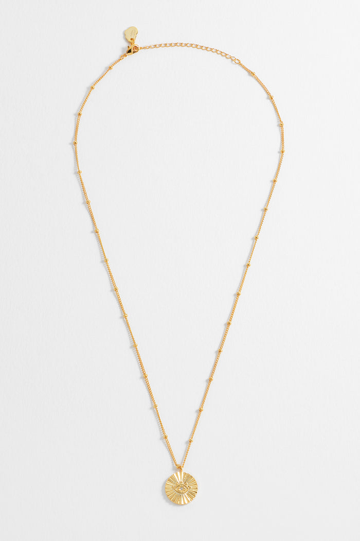 Estella Bartlett Boho Eye Coin Necklace Gold Plated Packaging Message: Protection