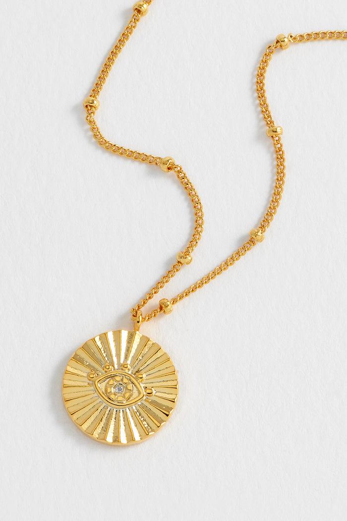 Estella Bartlett Boho Eye Coin Necklace Gold Plated Packaging Message: Protection