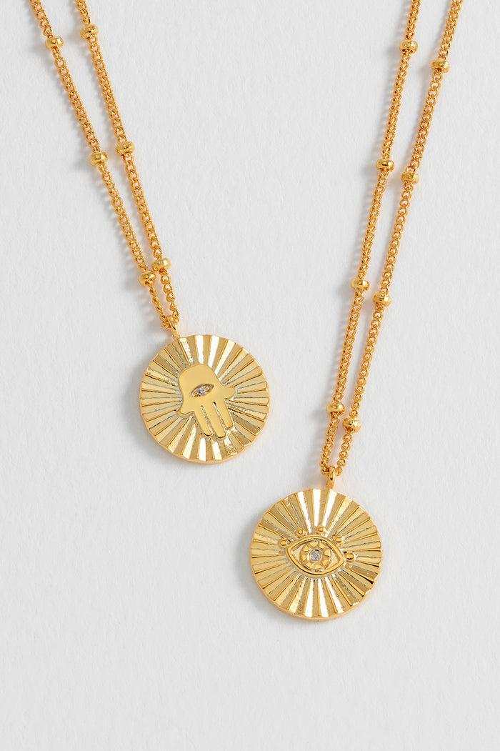 Estella Bartlett Boho Eye Coin Necklace Gold Plated Packaging Message: Protection