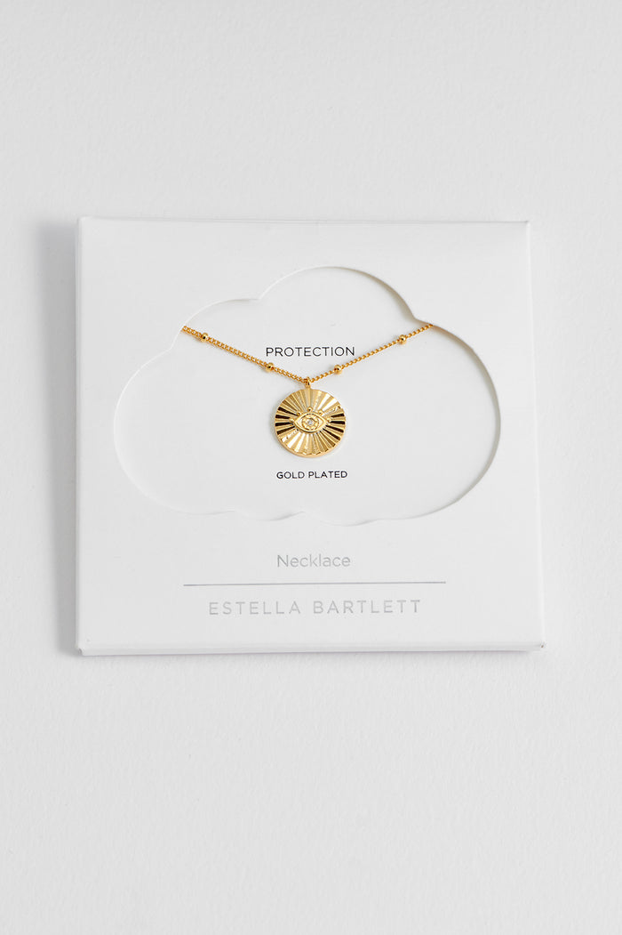 estella bartlett Boho Eye Coin Necklace Gold Plated Packaging Message: Protection