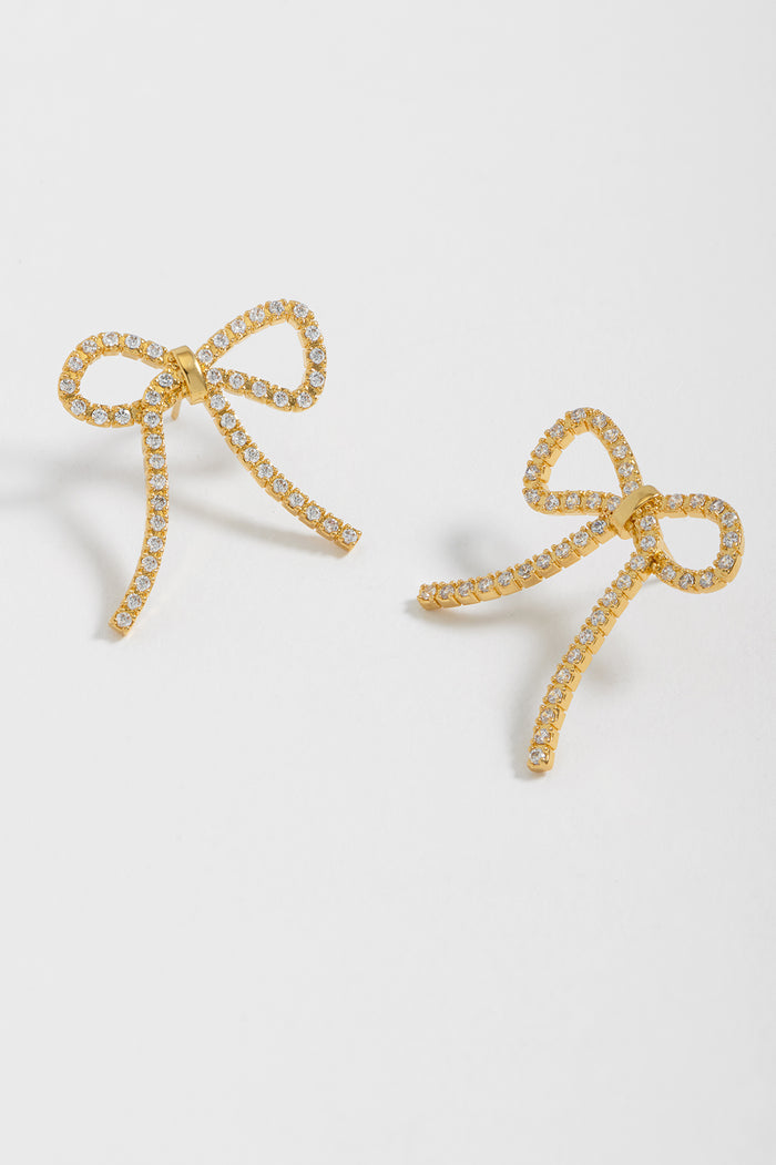 estella bartlett Bow Tennis Chain Earrings Gold Plated