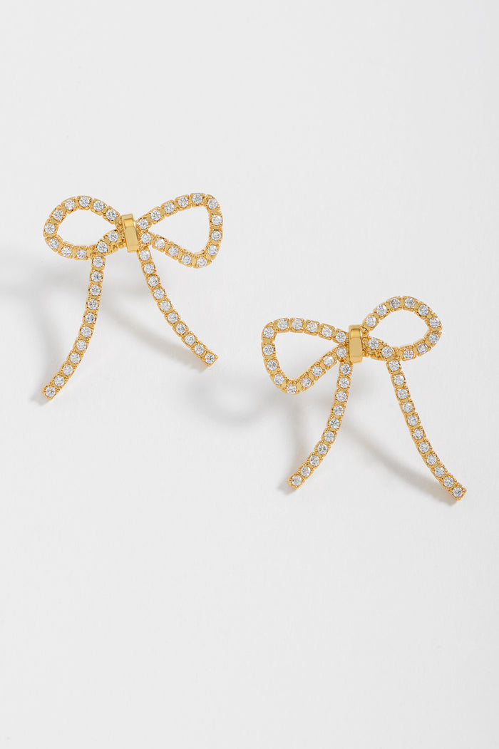 Estella Bartlett Bow Tennis Chain Earrings Gold Plated