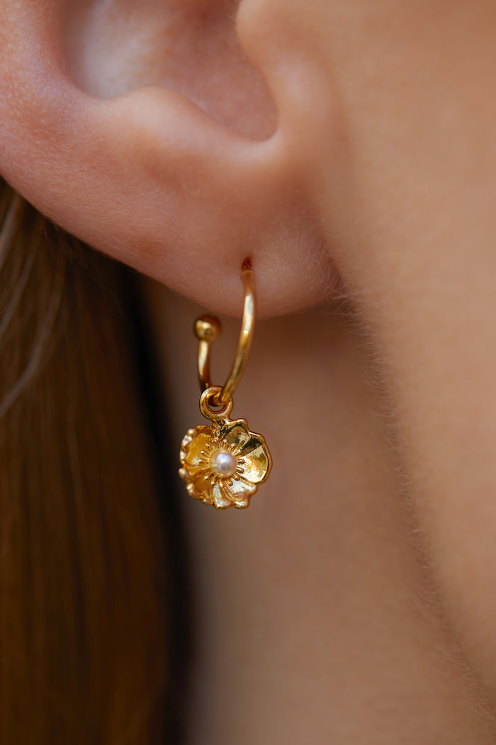 Estella Bartlett Buttercup Pearl Hoops Gold Plated | Pearl