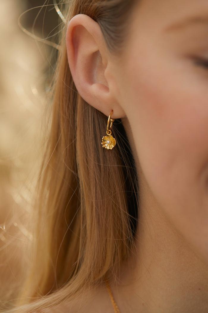 Estella Bartlett Buttercup Pearl Hoops Gold Plated | Pearl