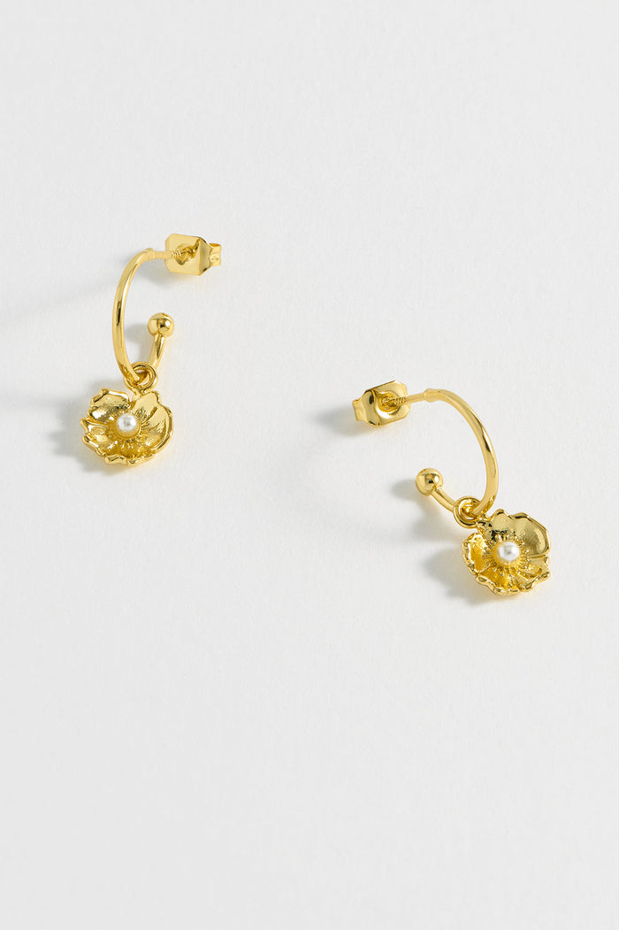 estella bartlett Buttercup Pearl Hoops Gold Plated | Pearl