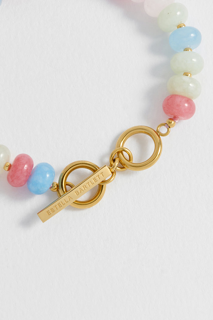 Estella Bartlett Candy Gemstone T-Bar Bracelet Waterproof PVD Gold Plated | Candy Mixed Gemstones