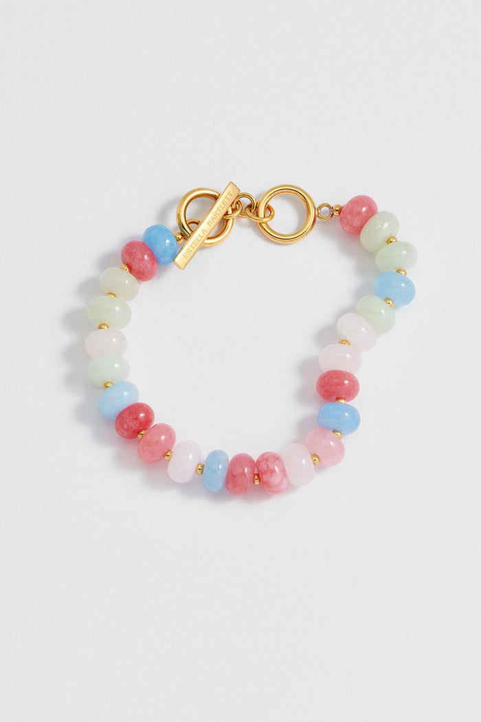 Estella Bartlett Candy Gemstone T-Bar Bracelet Waterproof PVD Gold Plated | Candy Mixed Gemstones