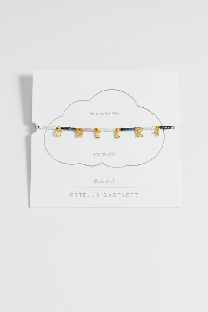estella bartlett Cheeky Friendship Bracelet Gold Plated | Multi Packaging Message: Oh So Cheeky