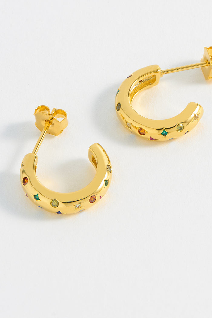 Estella Bartlett Chubby Rainbow Celestial Hoops Gold Plated | Multi