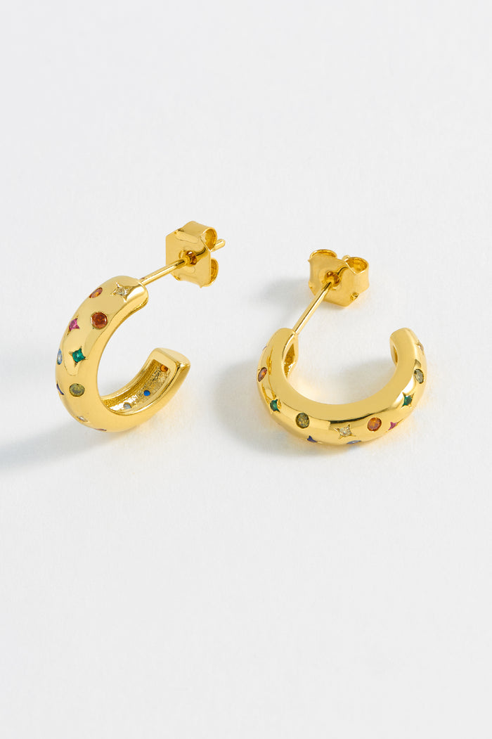 estella bartlett Chubby Rainbow Celestial Hoops Gold Plated | Multi