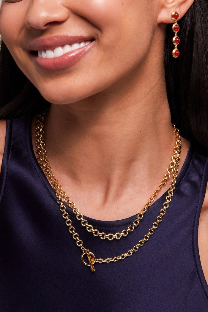 Estella Bartlett Chunky Double Chain T-Bar Necklace Gold Plated
