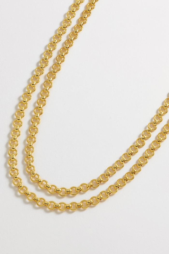 estella bartlett Chunky Double Chain T-Bar Necklace Gold Plated