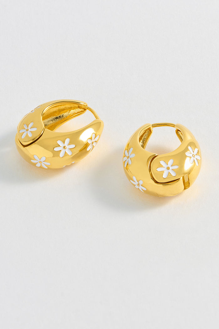 Estella Bartlett Chunky Floral Hinge Hoops Gold Plated