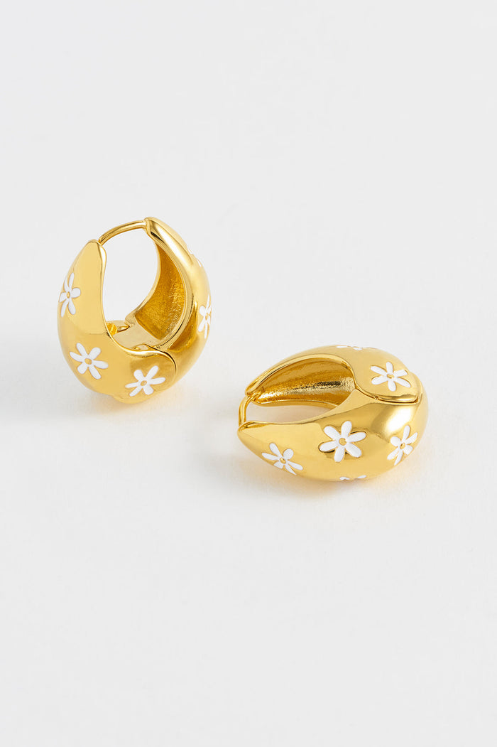 estella bartlett Chunky Floral Hinge Hoops Gold Plated