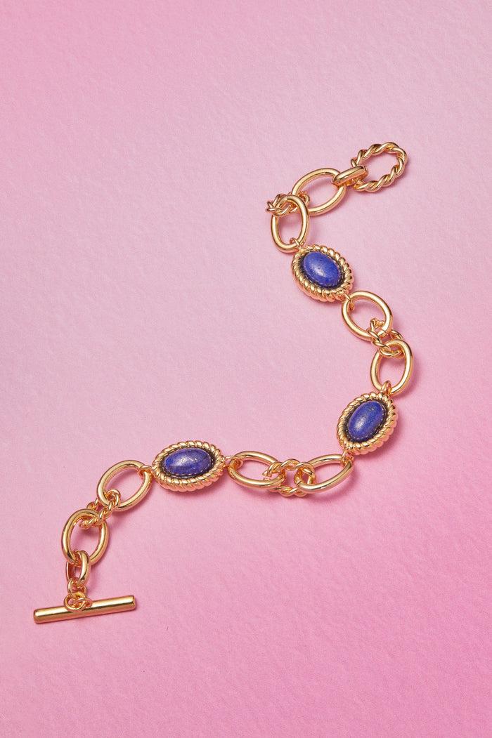 Estella Bartlett Chunky Gemstone Chain Bracelet Gold Plated | Lapis