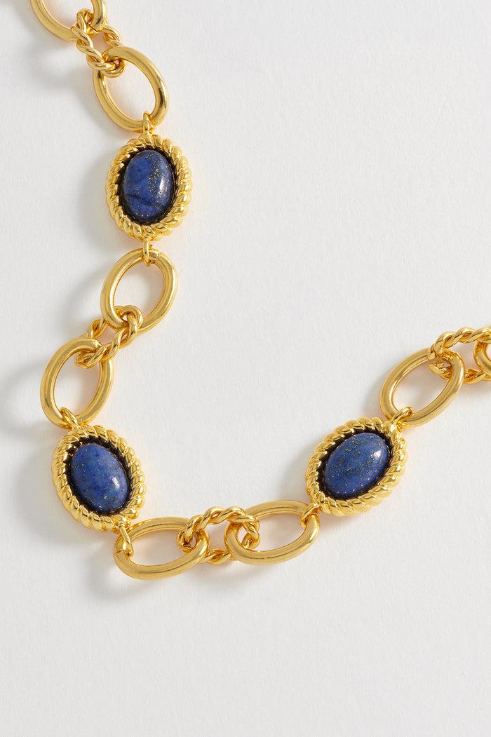 Estella Bartlett Chunky Gemstone Chain Bracelet Gold Plated | Lapis
