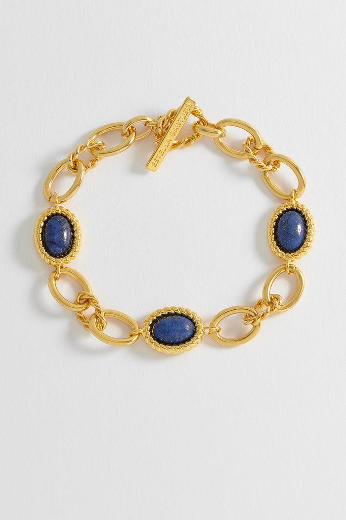 estella bartlett Chunky Gemstone Chain Bracelet Gold Plated | Lapis