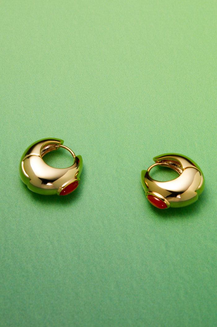 Estella Bartlett Chunky Gemstone Hinge Hoops Gold Plated | Red Agate