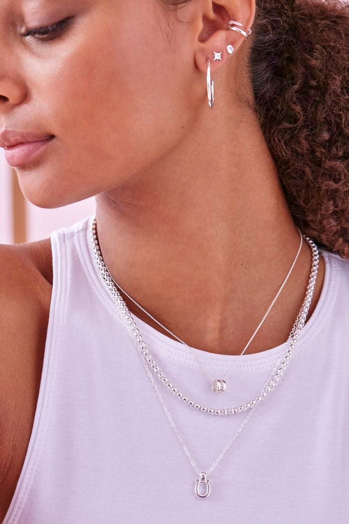 Estella Bartlett Chunky Rounded Box Chain Necklace Silver Plated