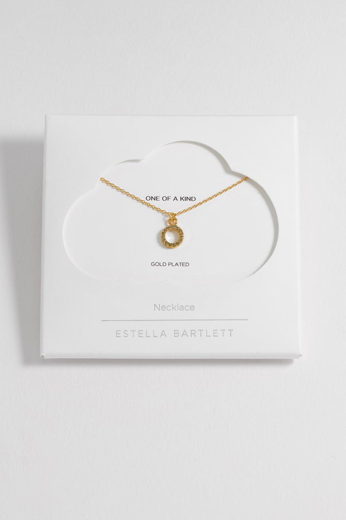 estella bartlett Circle CZ Pendant Necklace Gold Plated | Green Packaging Message: ONE OF A KIND