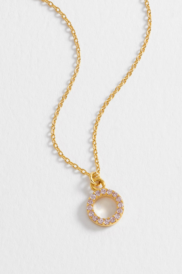 Estella Bartlett Circle CZ Pendant Necklace Gold Plated | Pink Packaging Message: ONE OF A KIND