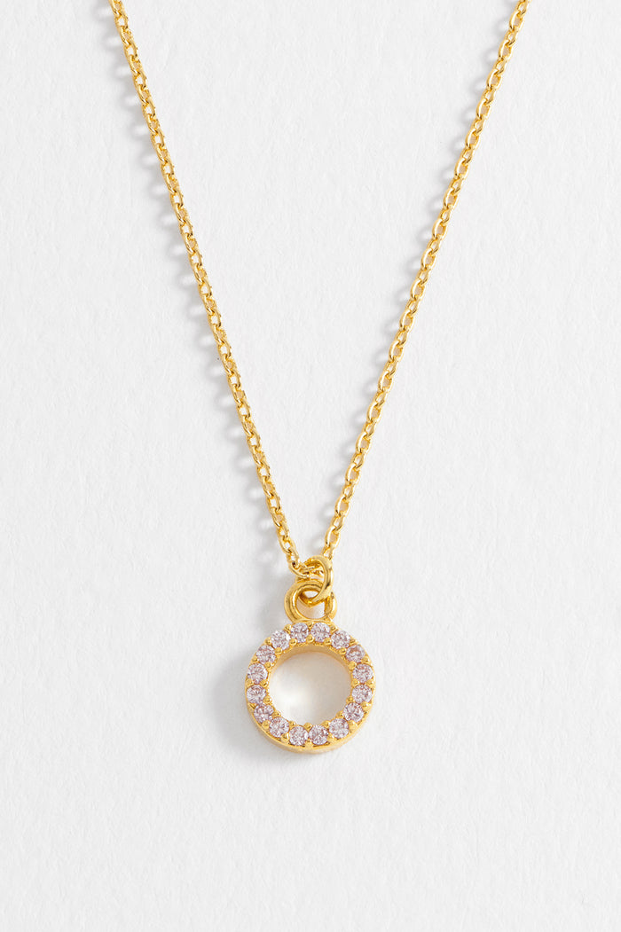 Estella Bartlett Circle CZ Pendant Necklace Gold Plated | Pink Packaging Message: ONE OF A KIND