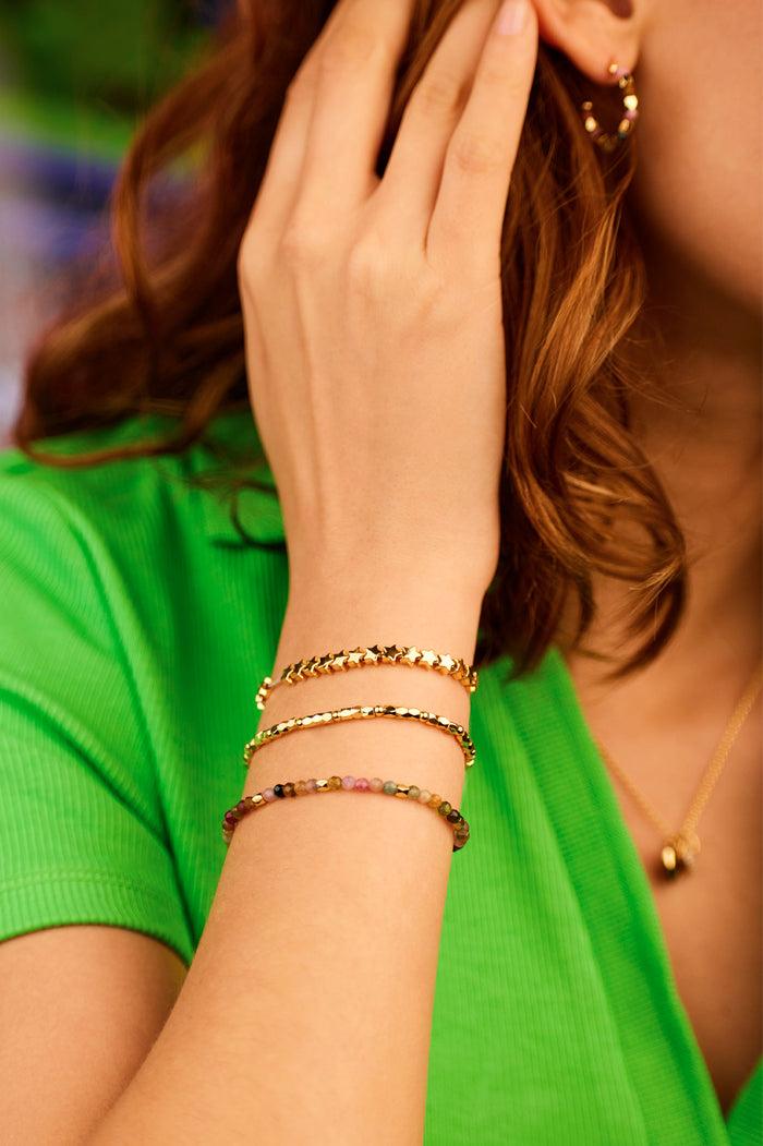 Estella Bartlett Coco And Gemstone Bracelet Set Gold Plated | Tourmaline