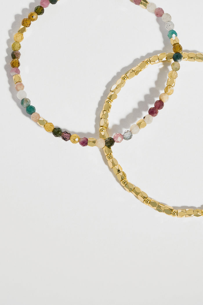 Estella Bartlett Coco And Gemstone Bracelet Set Gold Plated | Tourmaline