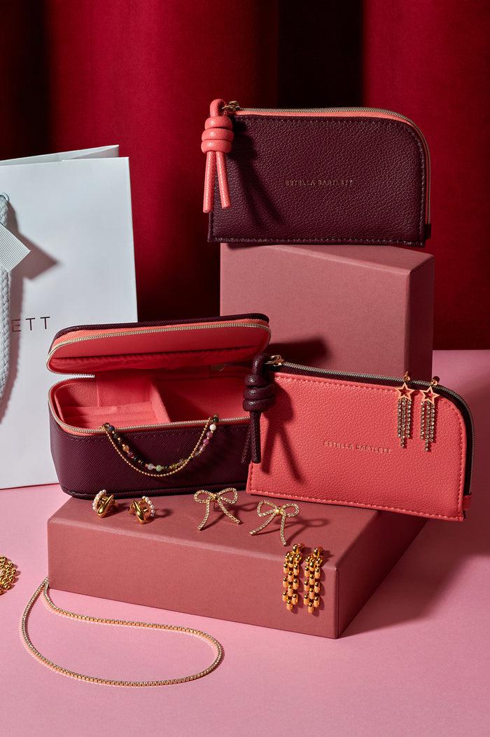 Estella Bartlett Colour Block Mini Jewellery Box Burgundy
