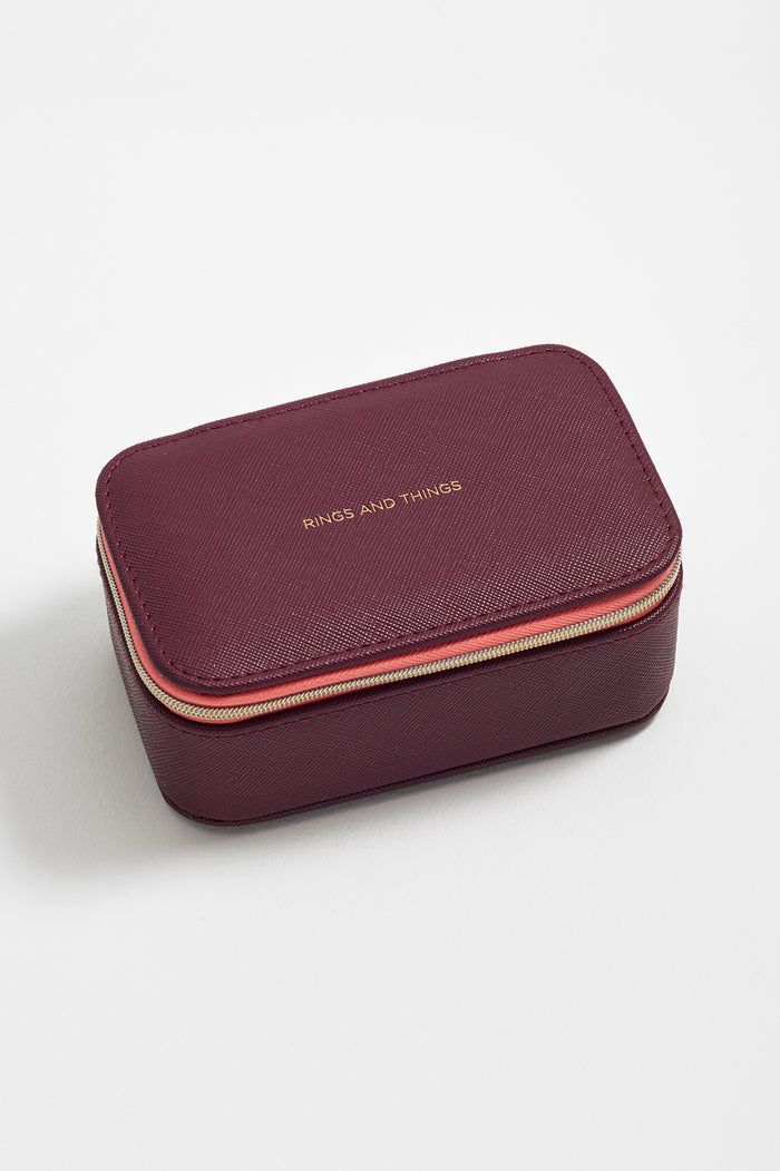 estella bartlett Colour Block Mini Jewellery Box Burgundy