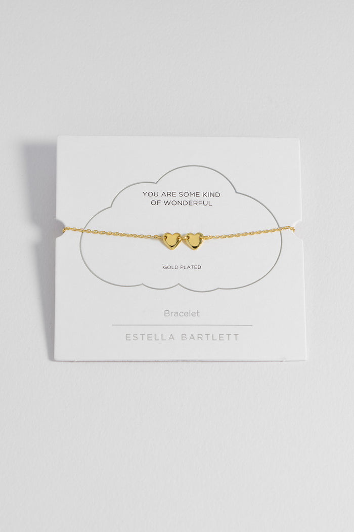 estella bartlett Connected Hearts Bracelet Gold Plated Packaging Message: You are Some Kind of Wonderful estella bartlett Connected Hearts Bracelet Gold Plated Packaging Message: You are Some Kind of Wonderful