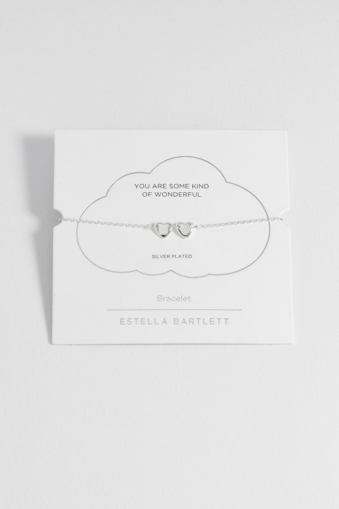 estella bartlett Connected Hearts Bracelet Silver Plated Packaging Message: You are Some Kind of Wonderful