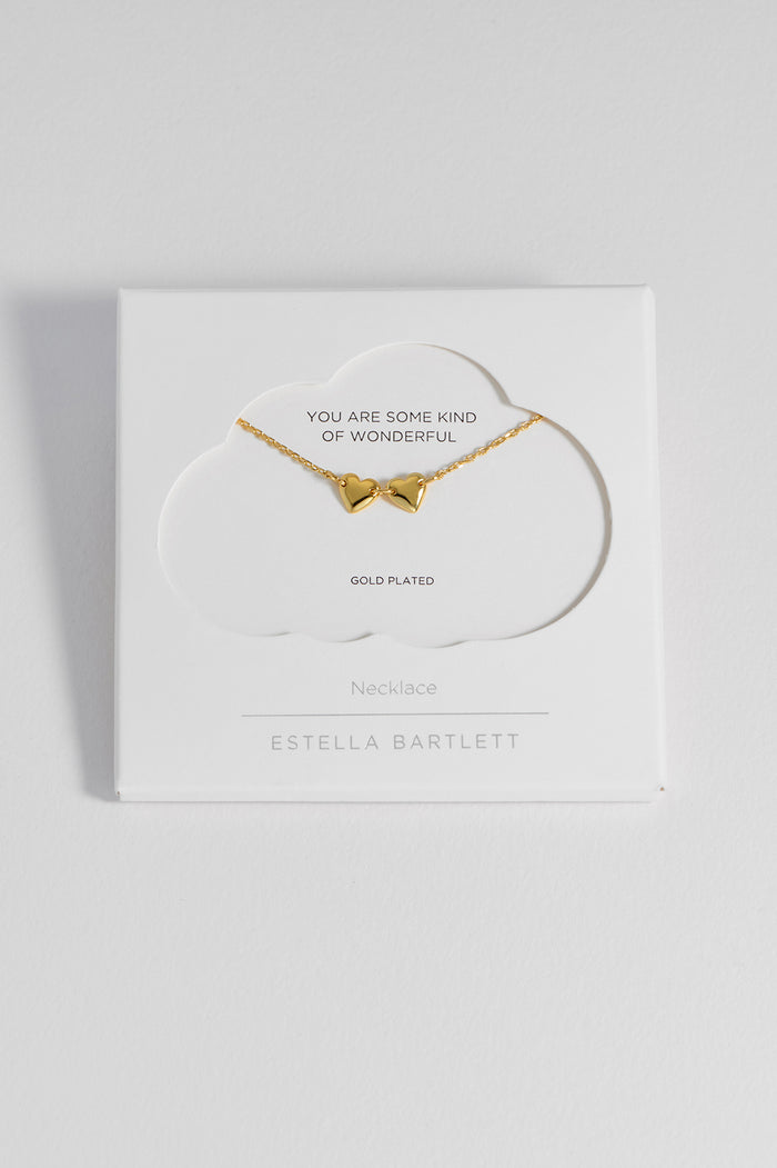 estella bartlett Connected Hearts Necklace Gold Plated Packaging Message: You Are Some Kind of Wonderful estella bartlett Connected Hearts Necklace Gold Plated Packaging Message: You Are Some Kind of Wonderful
