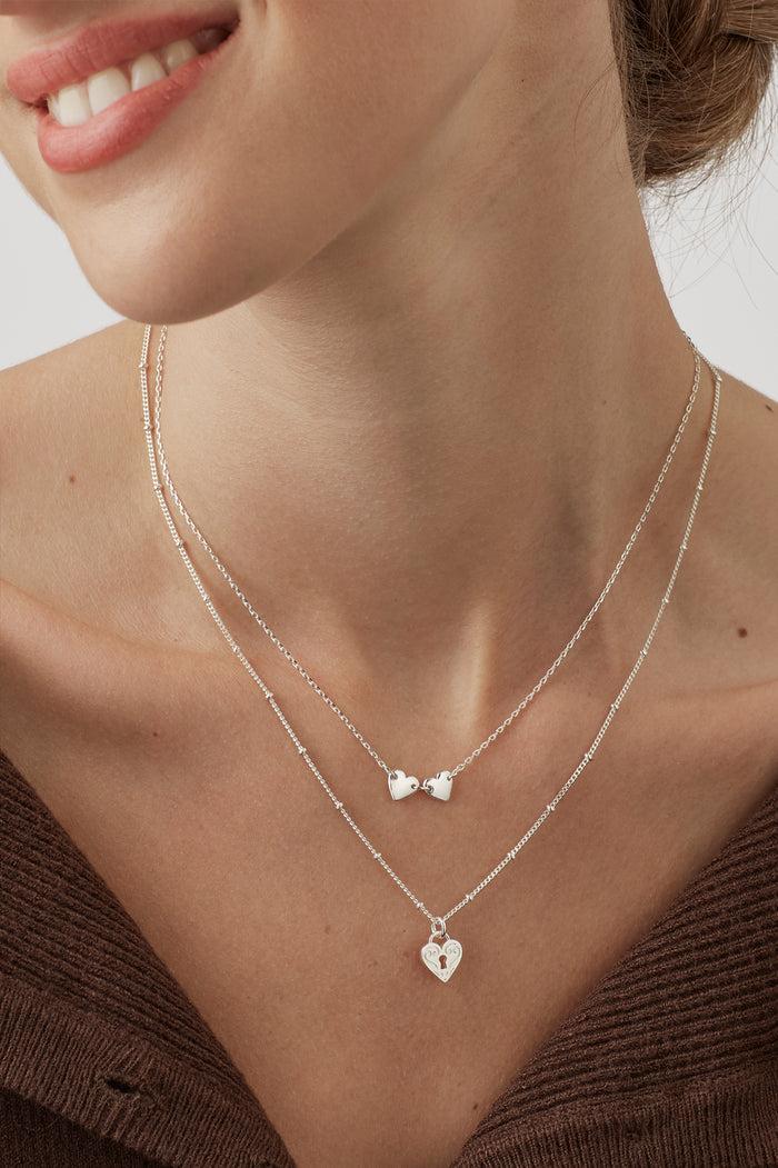 Estella Bartlett Connected Hearts Necklace Silver Plated Packaging Message: You Are Some Kind Of Wonderful