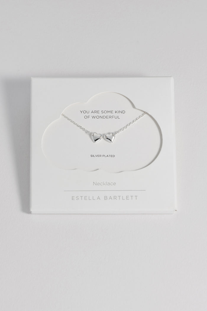 estella bartlett Connected Hearts Necklace Silver Plated Packaging Message: You Are Some Kind of Wonderful