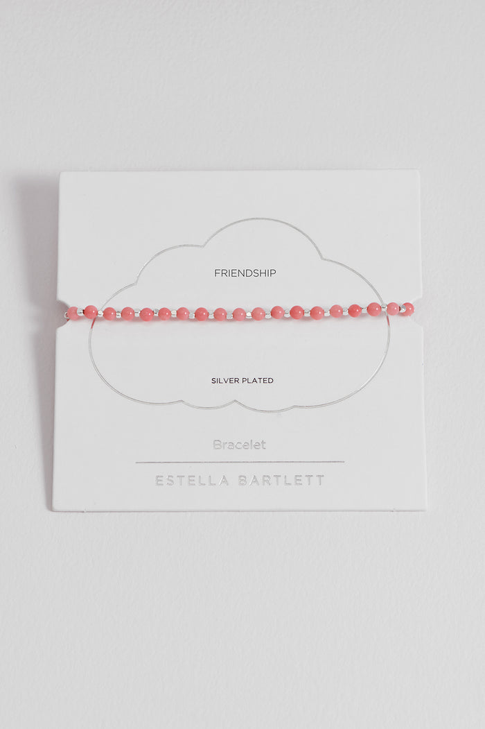 estella bartlett Coral Agate Gemstone Amelia Bracelet Silver Plated | Coral Agate